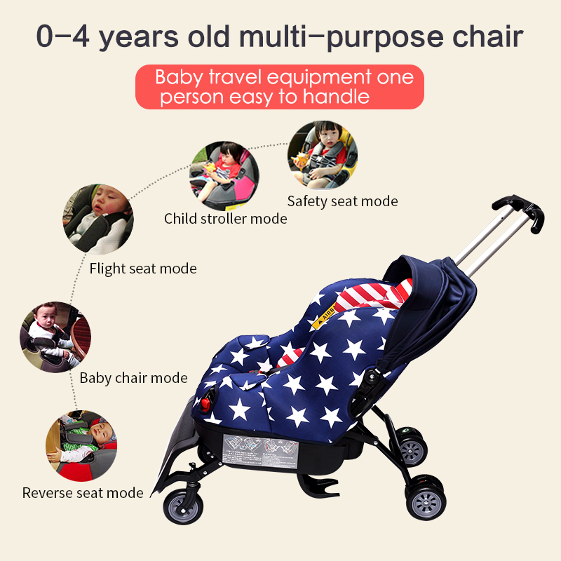 Baby Stroller Car Seat Child Safety Seat Baby Car Booster Seat 0-4 Years Old Baby Sleeper Trolley