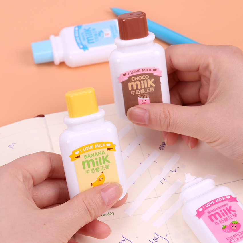 Milk Bottle Milky Correction Tape Kawaii Stationery Office School Supplies Material Escolar Sent at Random
