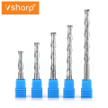 Vsharp CNC Engraving Router Bit Flat Nose End Mill 2 Two Flutes Spiral Upcut Milling Cutter Tool Carbide Bits for Wood MDF PVC