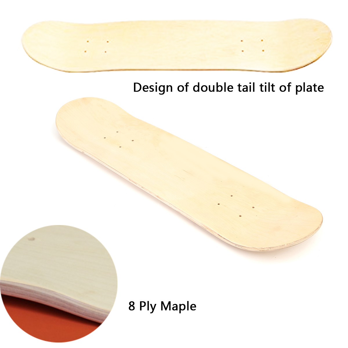 8inch Skateboards Natural Skate Deck Blank Board Skateboards Deck Wood Maple Long board Wood Maple Beginnner skate board