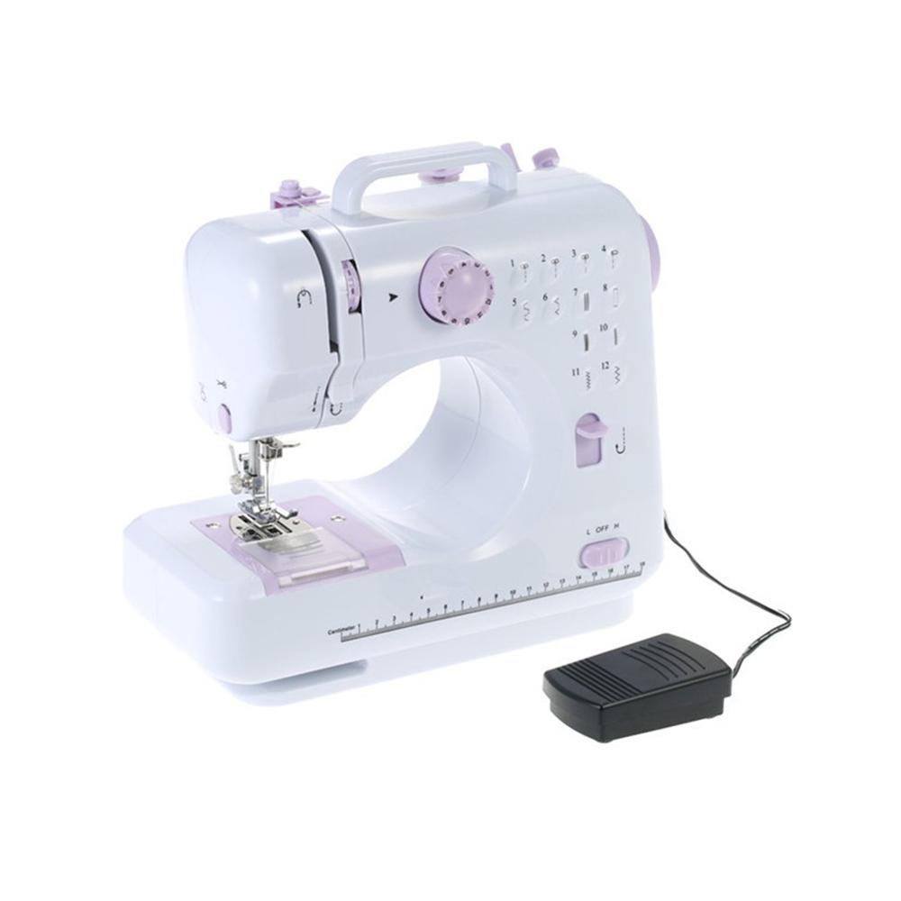 Mini 12 Stitches Sewing Machine Household Multifunction Double Thread And Speed Free-Arm Crafting Mending LED