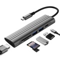 6 in 1 USB C HUB, Docking Station Includes 1XSD + 1XTF + 2XUSB 3.0+ 1XHDMI + 1XPD for PC Laptop