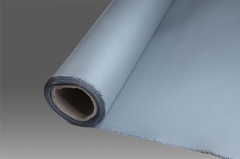 Gray coated Fiberglass Cloth in roll Plain Weave 430g per square meter double silicon coated