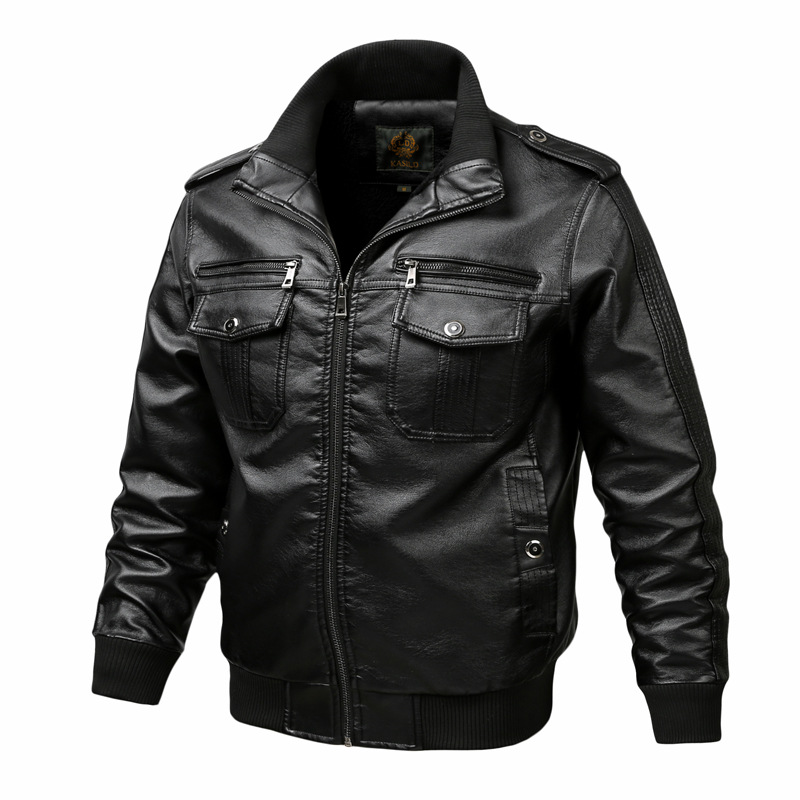Thoshine Brand Spring Autumn Winter Men Leather Jackets Motorcycle & Biker Male Fashion PU Leather Cargo Coats Pockets Plus Size