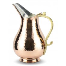 Forged Copper Jug, Turkish Handmade Nickel Plated Copper Jug, Water, Cocktail Service Jug, 2 Lt