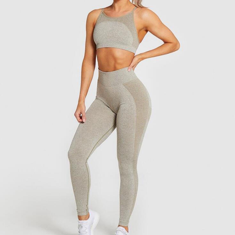 New Fitness Yoga Set Seamless Leggings Bra Crop Top Women Running Gym Sportswear High Waist pants Fitness bra Sports GYM Suits