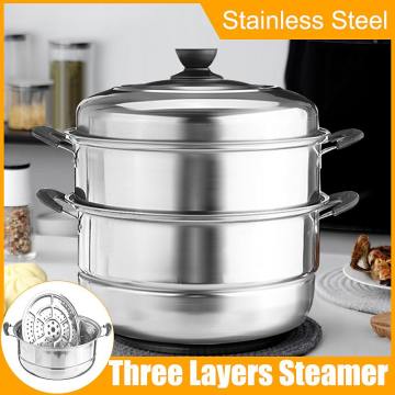 Stainless Steel Three layer Thick Steamer pot Soup Steam Pot Universal Cooking Pots for Induction Cooker Gas Stove steam pot