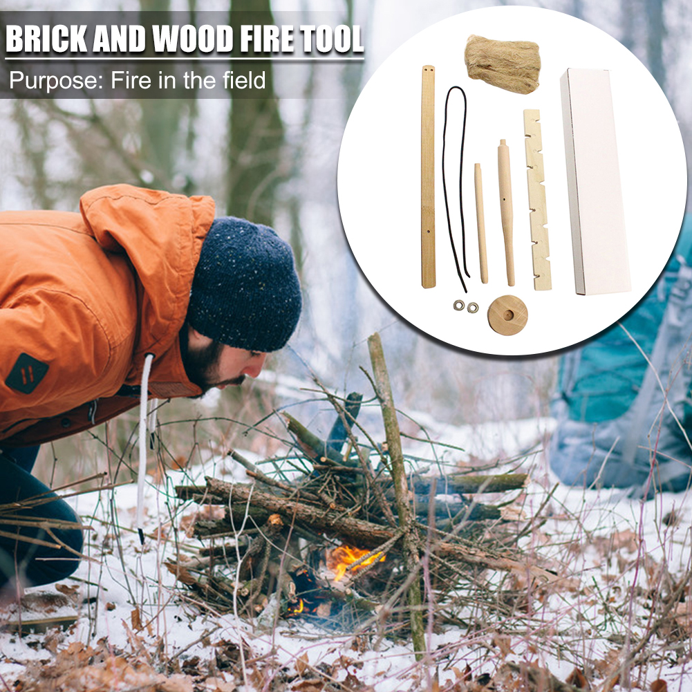 Outdoor Survival Camping Hiking Fire Making Tools Wood Make Fire Drilling Tool Expansion Training Camping Equipment