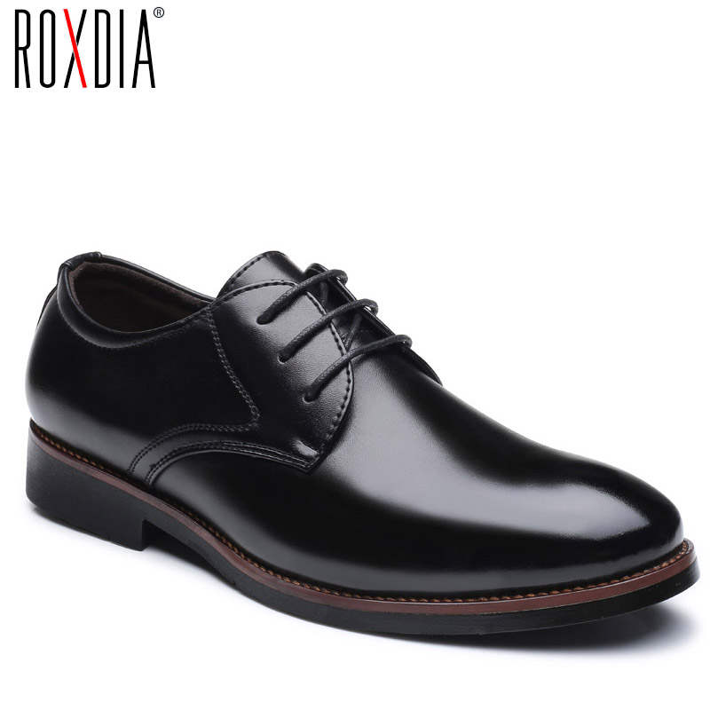 ROXDIA mens dress shoes PU leather for man formal business work male men's oxford flats pointed toe RXM073 size 39-48