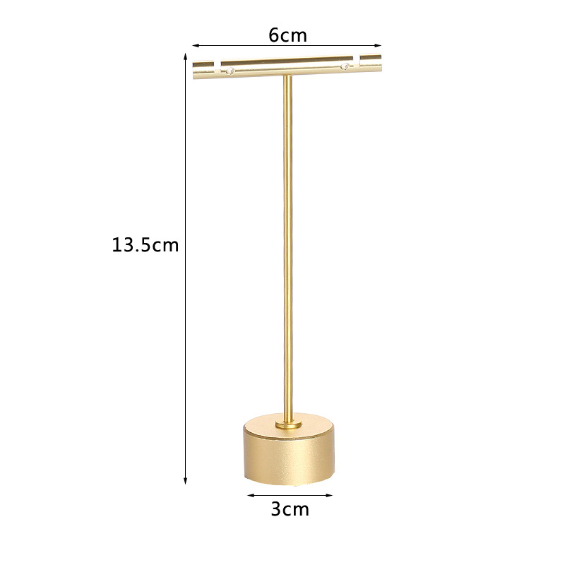 Rose Gold Plated Metal Tabletop Jewelry T Stand Display Earrings Ornament Holder Rack Ear Stud Hanger Stand Organizer Round Base