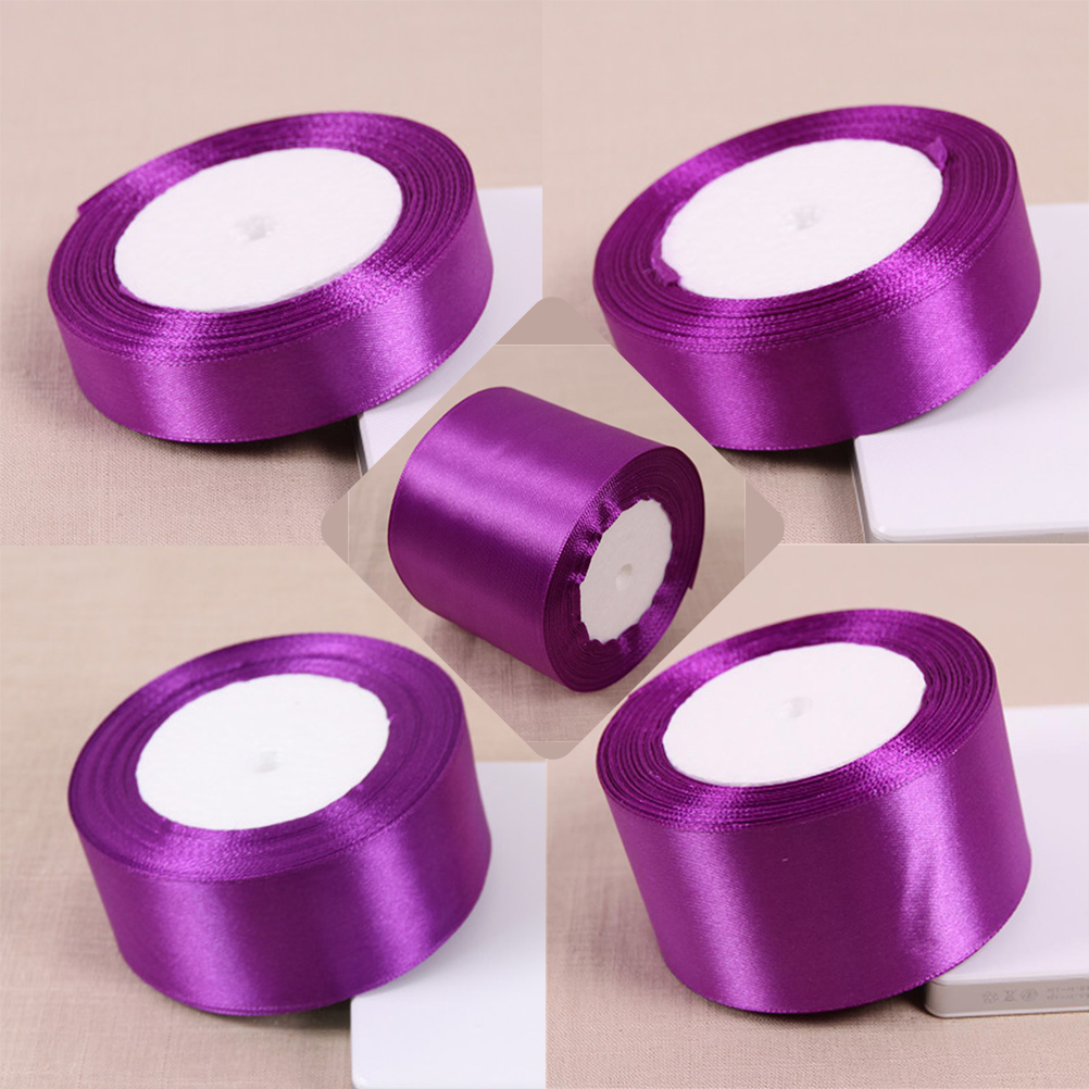 New 25 Yards Purple Silk Satin Apparel Sewing Fabric DIY Ribbon Wedding Party Decoration Wrapping Christmas New Year Gift Ribbon