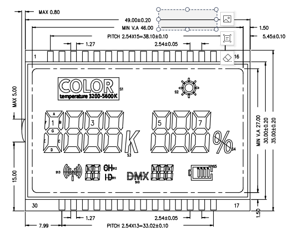 Custom ARKLED 49*35 TN LCD Interrated Display module