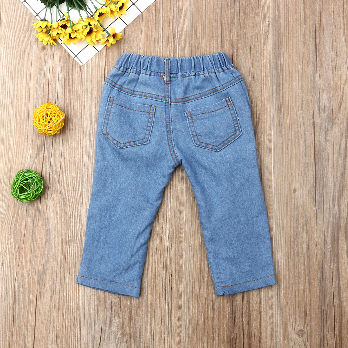 Pudcoco Summer Toddler Baby Girl Clothes Casual Shredded Hole Jeans Denim Pants Elastic Trousers