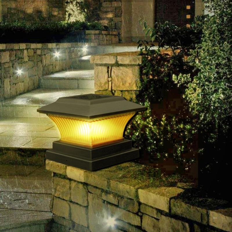 Solar LED Pillar Light Outdoor Post Lamp ABS Positive White/Warm Light NiMH 1.2V Waterproof Fence Lights for Garden Yard