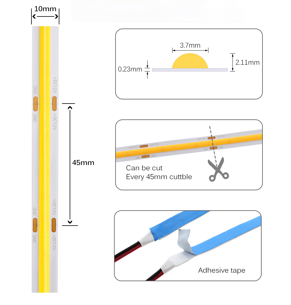 PCB 10mm COB LED Strip Light Room Decoration