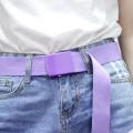 Men Women Automatic Canvas Belt Solid Color Luxury design Nylon Belt Thicken Long Cloth Belts Knitted Waistband 130cm