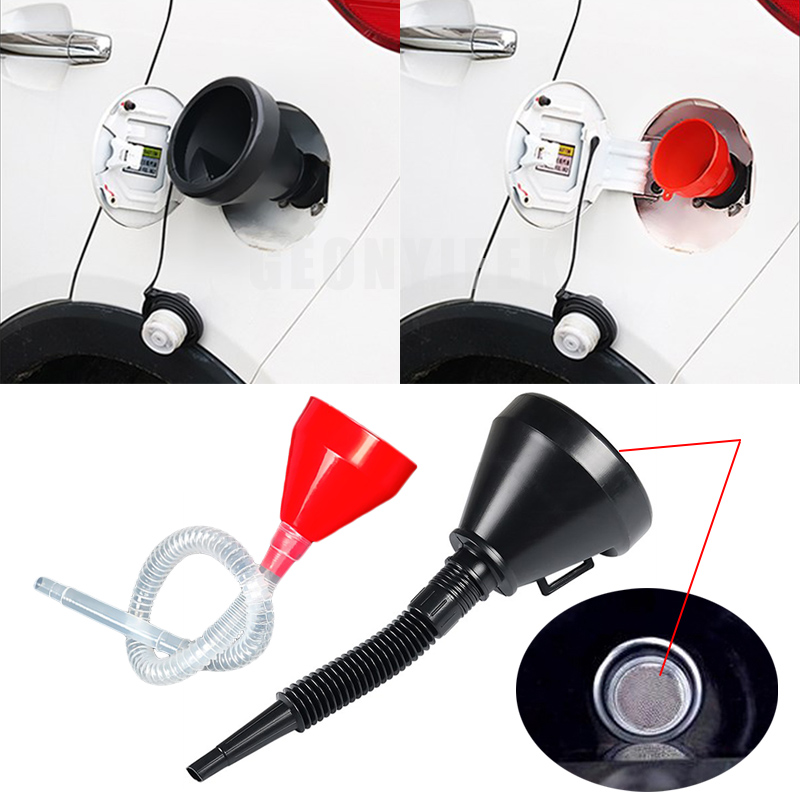 2 in 1 Plastic Funnel Can Spout For Oil Water Fuel Petrol Diesel Gasoline 2018 New Arrive High Quality Car Accessories Black