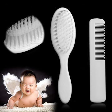 2Pcs White Safety Soft Baby Hair Brush Set Infant Comb Grooming Shower Design Pack Kit Hot!