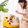Luxury Cat Cave Bed Cat Kennel House Kawai Cartoon Animal Semi-enclosed Detachable Pet Bed&mat Pet Accessories