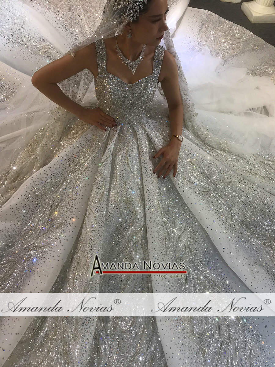 Dubai Luxury Heavy Beading wedding dress sparkling bridal dress 2020 Amanda Novias brand real work