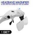 Bracket Headband Magnifier Loupe 2 LED Lights 5 Lens 1.0X-3.5X Glasses and USB Charge Goggles