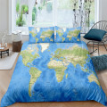 3D World Map Bedding Set Printed Cartoon Duvet Cover King Queen Size Bed Linen Comforter Cover Set 3Pcs Bedclothes King Size