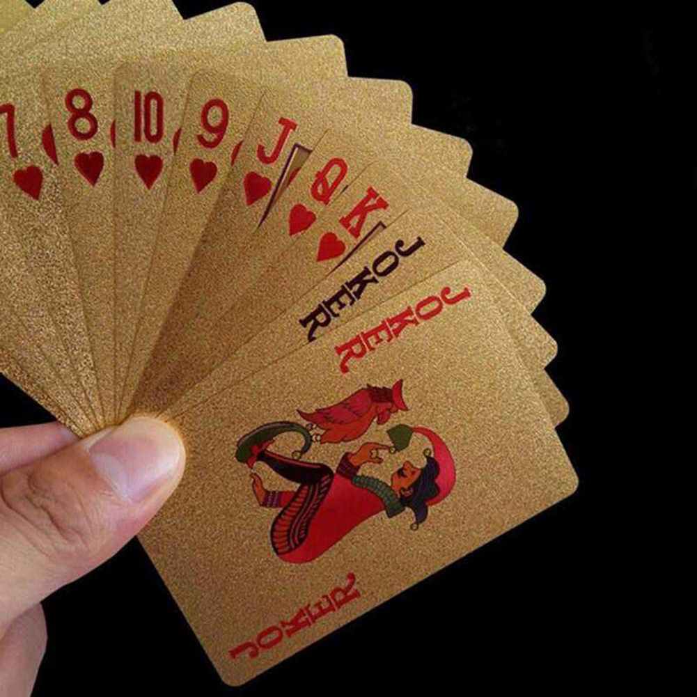 54Pcs/Set Waterproof Luxury Golden Foil Poker Table Game Magic Playing Card Waterproof Card Gift Collection Gambling Board Game