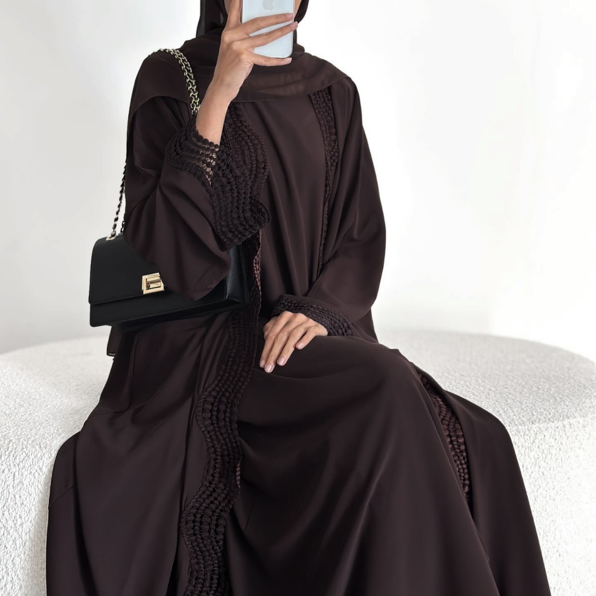 Two Piece Luxury Dubai Modest Abaya for Muslim Women Ramadan Islam Coat and Inner Dress Eid Holiday Outfit Turkey Jalabiya Robe1
