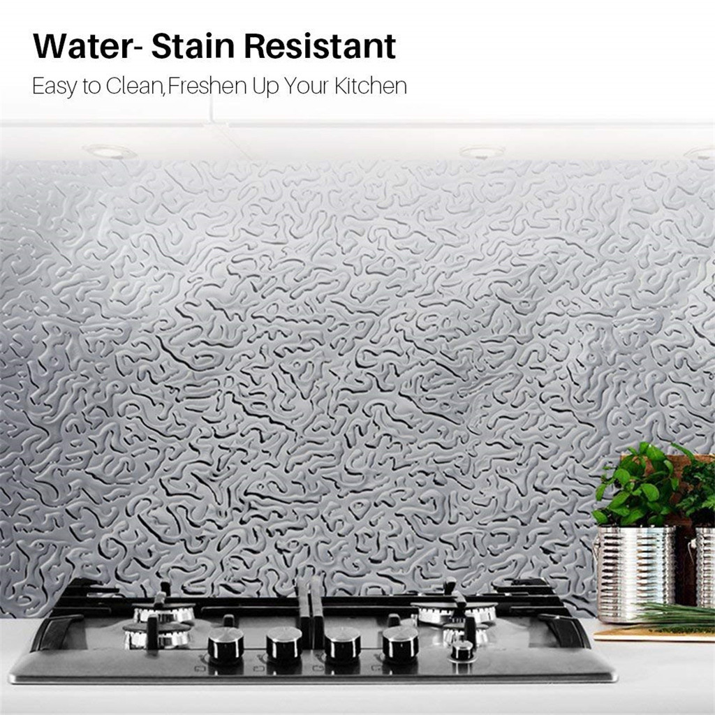 3 sizes Aluminum film sticker Premium Aluminum Foil Wall Paper Self-Adhesive Backsplash Heat Kitchen Wallpaper