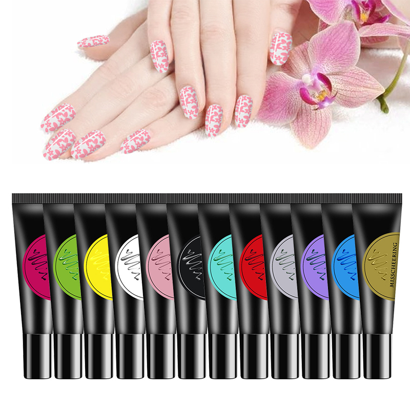 12 Color 8ml Nail Stamping Gel Painted Rubber Hose Printing Template DIY Design Manicure Nail Printing Glue Nail Art TSLM1
