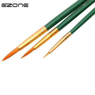 EZONE 3PCS Paint Brushes Hook Line Pen Wooden Handel Nylon Hair Brushes For Watercolor Oil Gouache Acrylic painting Art Supply