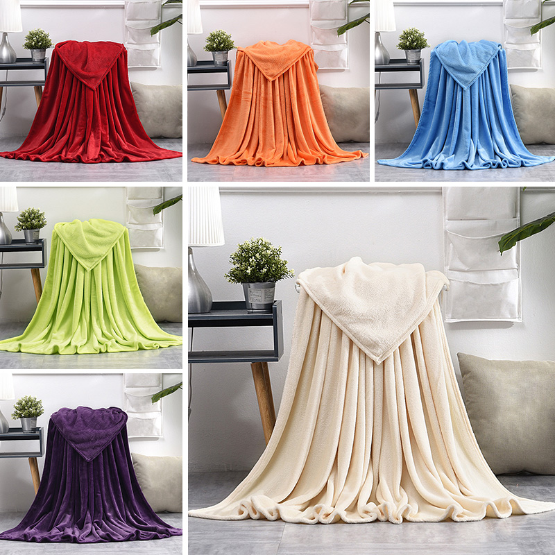 50x70cm Blanket Solid Color Coral Fleece Blanket Super Soft Winter Warm Bedspread Sofa Towel Bedding Sheets Machine washable