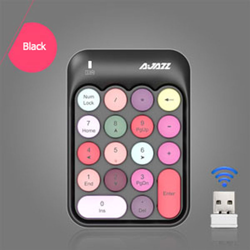 AK18 2.4G Colorful Key Wireless Number Keyboard,Portable Cute 18-Round Key Financial Numeric Keypad Keyboard for Laptop,Notebook