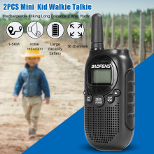 2pcs Camping Team Mini Rechargeable Kid Walkie Talkie Long Distance 2 Way Radio Noise Reduction 16 Channel Hiking Adventures