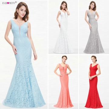 Lace Mermaid Prom Dresses Long 2020 Ever Pretty EP08838 Christmas Holiday Party Sexy V-Neck Elegant Prom Gala Dresses Gowns