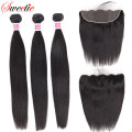 Sweetie Malaysia Straight Hair Ear To Ear Lace Frontal Closure With Bundles 3/4 Bundles Human Hair Weave Non Remy Hair Extension