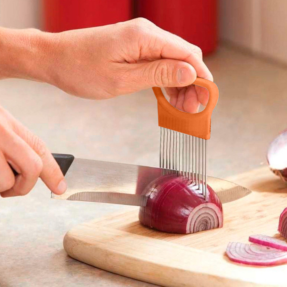 Kitchen Cutting Tools Tomato Onion Vegetables Slicer Cutting Aid Holder Guide Slicing Cutter Safe Fork Gadgets Vegetables