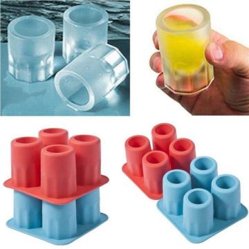 Ice Maker Mould Ice Cubes Shot Shape Silicone Shooters 4 Cup Tray Party Glass Freeze Mold Maker Ice Cream Tools Kitchen Gadgets