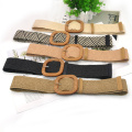 1PCS New Women Rope Braiding Women Belt Square Buckle Skirt Belt Vintage Knitted Waist Belt Hand-Woven Elastic Belt