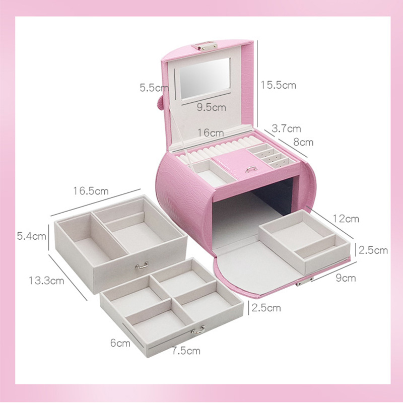 High Grade Gift Jewelry Box Drawer Type PU Desktop Storage Organizer Earring Ring Casket Box For Jewelry Exquisite Case