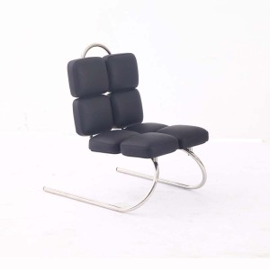 Modern Leather Lounge Chair by Jean Dudon
