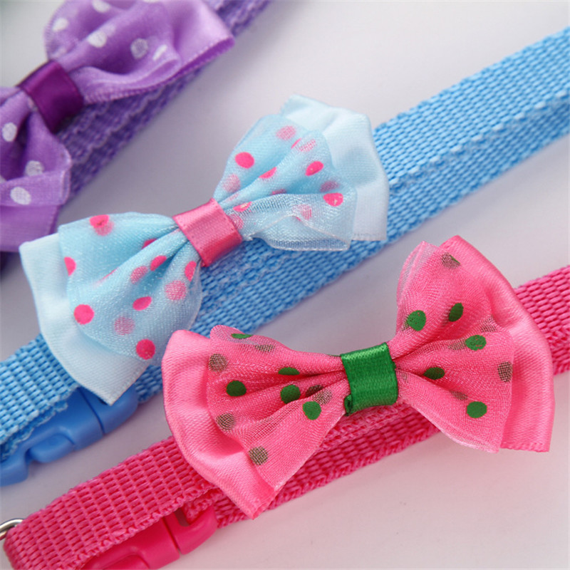 1pc Candy Color Adjustable Bow Tie Bell Bowknot Necktie Collar Cute kawaii Bow Tie Bell Kitten Puppy Pets Supplies Drop Shipping