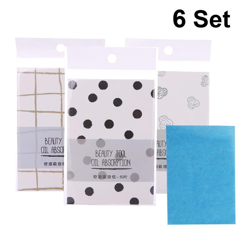 6 Sets/300 Sheets Facial Oil Blotting Paper Oil Absorption Paper Skin-Friendly Facial Oil Control Tissue For Lady (Random Color)