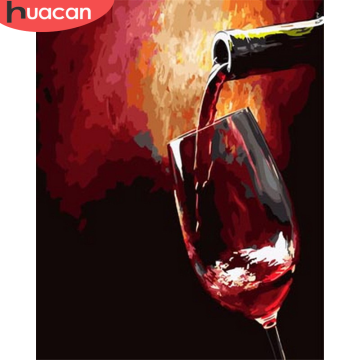 HUACAN Painting By Number Red Wine Glass Drawing On Canvas HandPainted Painting Art Gift DIY Pictures By Number Kits Home Decor