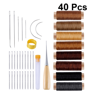 40pcs Leather Craft Tools Kit Hand Sewing Stitching Punch Carving Work Saddle Leathercraft Accessories For Leather Repair