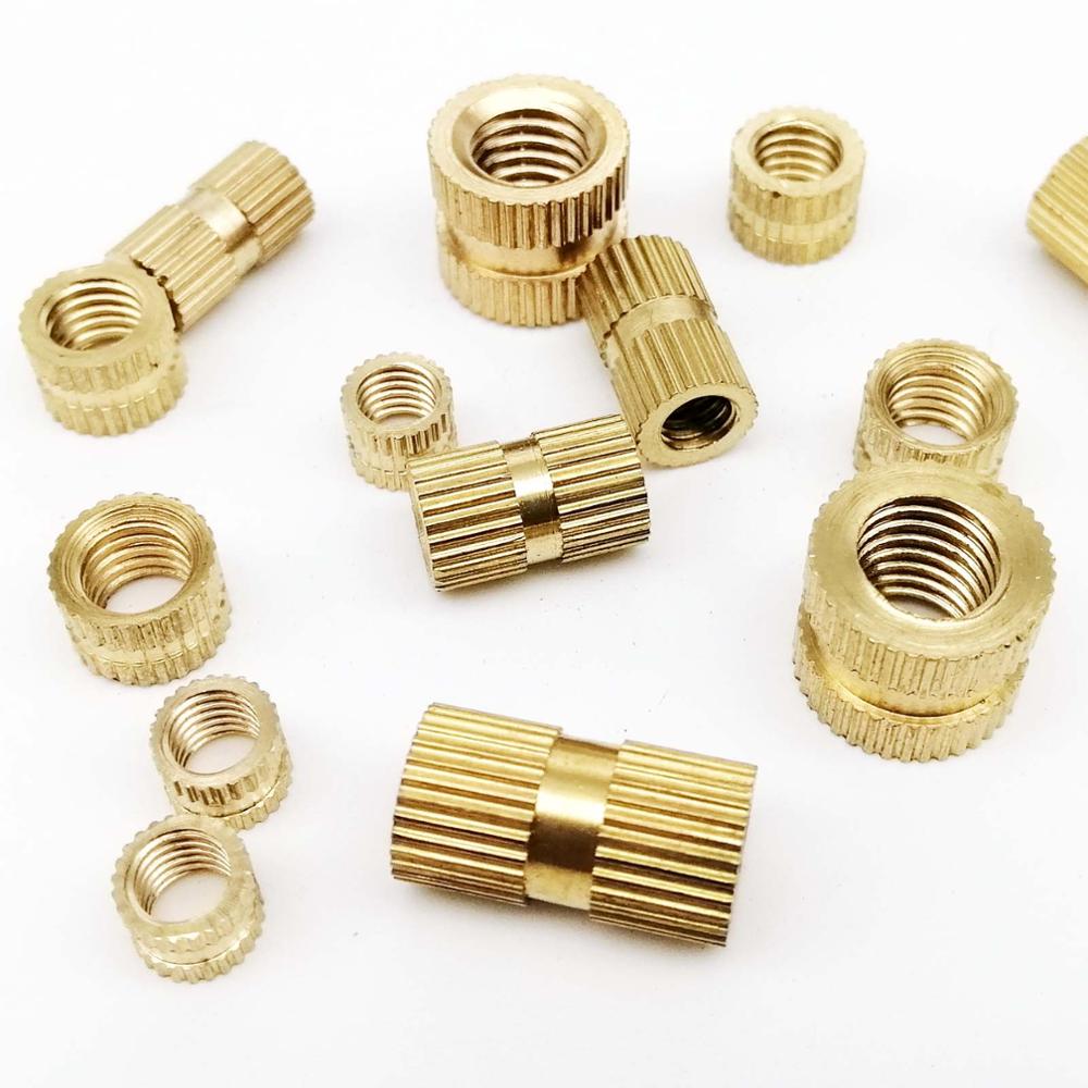 5/25pcs M2 M2.5 M3 M4 M5 M6 M8 M10 Solid Brass Copper Injection Molding Knurl Thread Insert Nut Nutsert Embedded Nut Double Pass