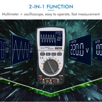 ET826 Digital Oscilloscope Multimeter Current Voltage Frequency Tester Analog Bar Graph Data Waveform Display 20KHZ Bandwidth