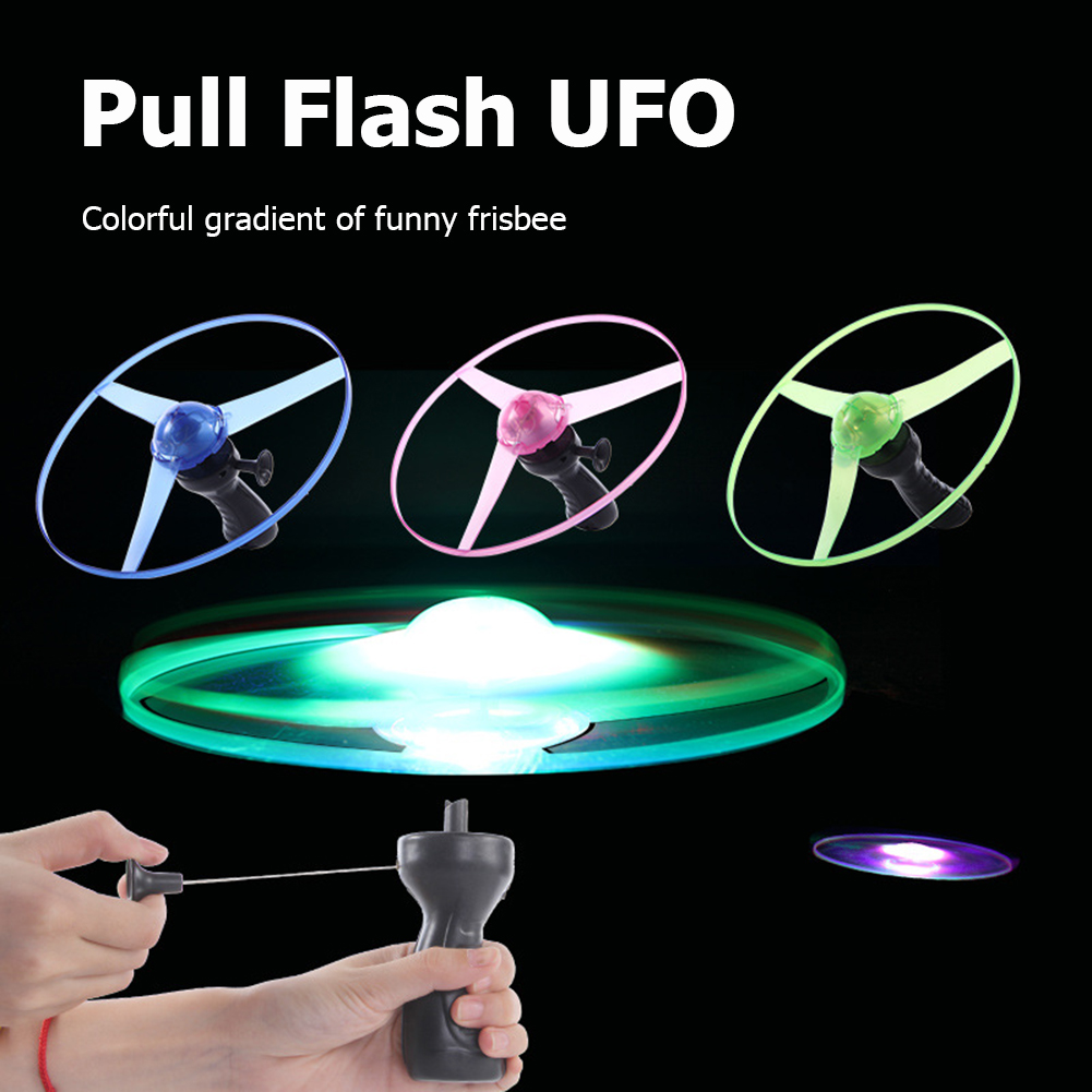 Early Learning Educational Machine Toy Plastic Pull Line Fly Disc LED Flashing Light Flying Saucer Disc Children Toy