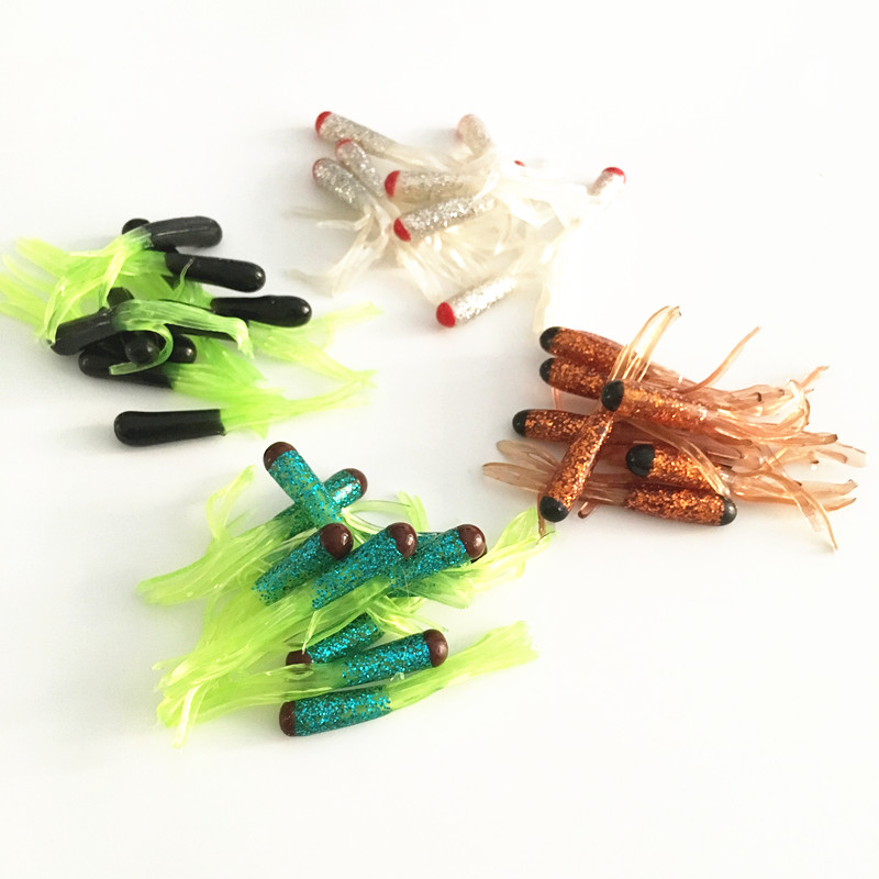 80pcs Soft Squid Baits Colorful Freshwater Lure Tube Baits 4.5cm/0.8g Soft Artificial Pesca Worm Grub Squid Lures Mixed Colors
