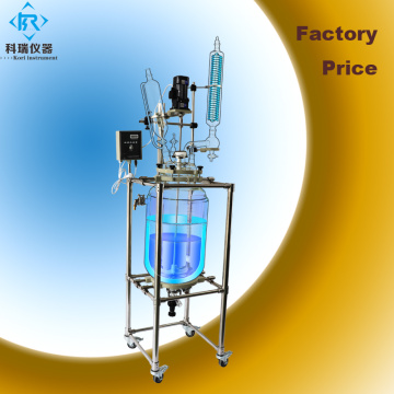 SF-50l China factory price Jacketed Glass Chemical Reactor from lab to pilot process equipment with condenser for heat and cool